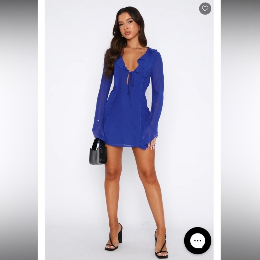 White Fox Falling to Pieces Azure Long Sleeve Blue Dress Womens Medium